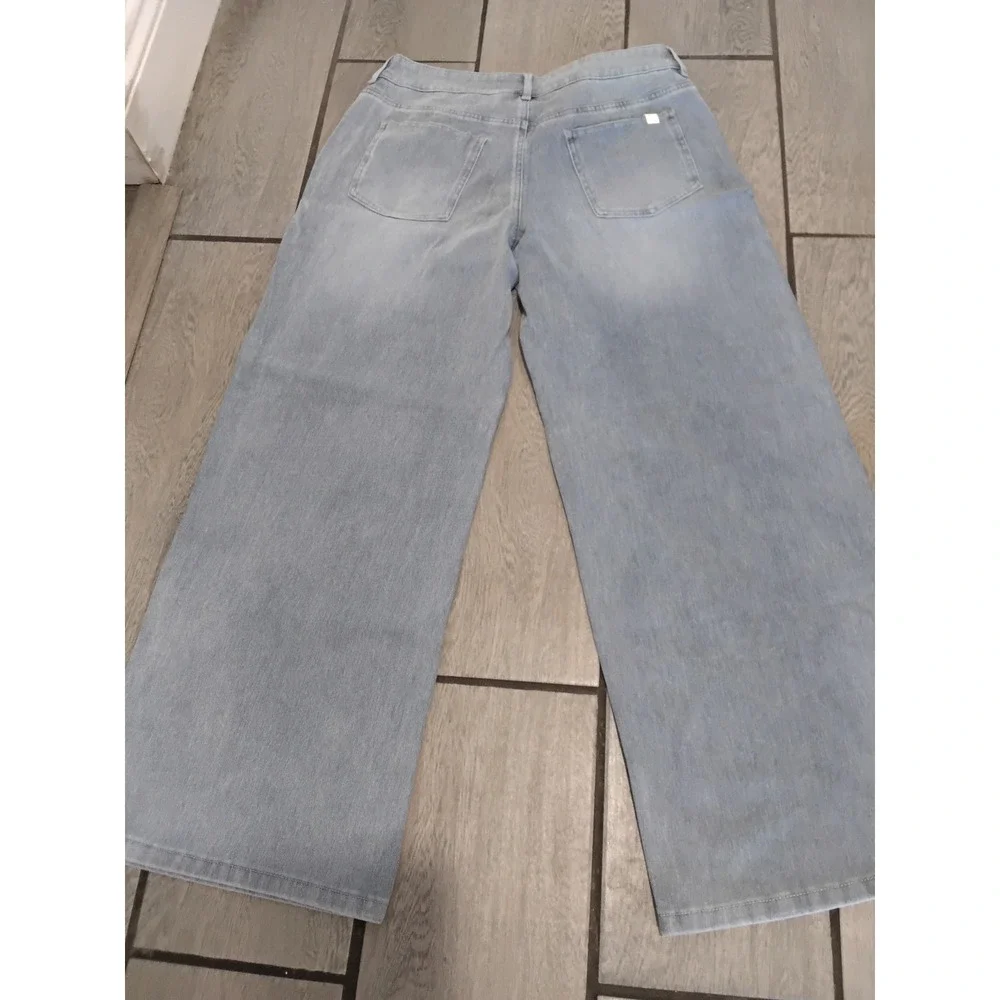 Halara Wide Leg Denim Jeans Light Wash Blue Petite Small 02869510